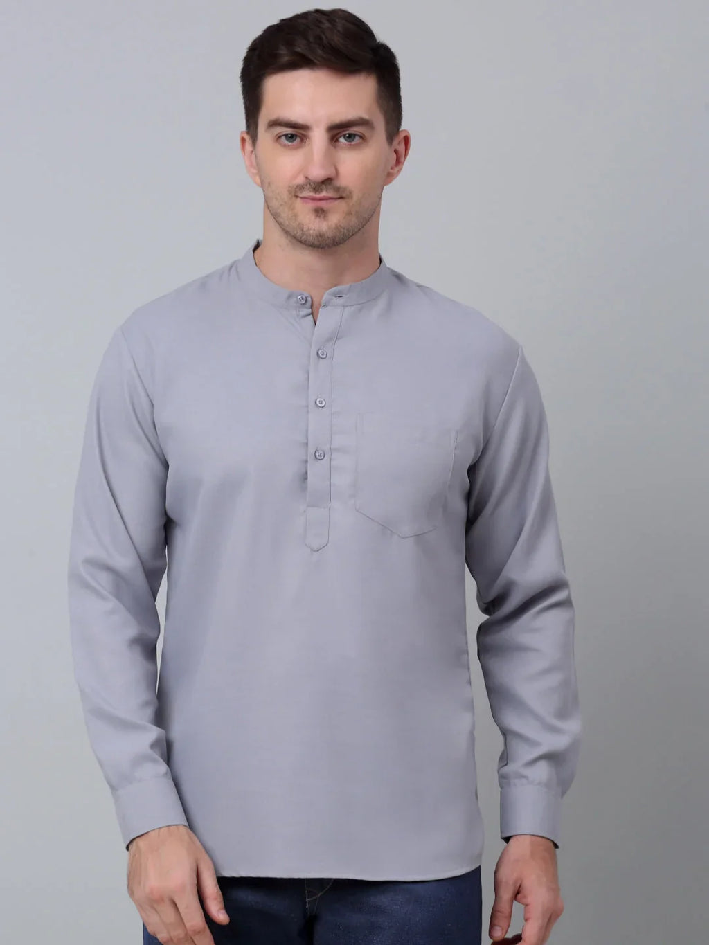 Men's Black Solid Short Kurtas