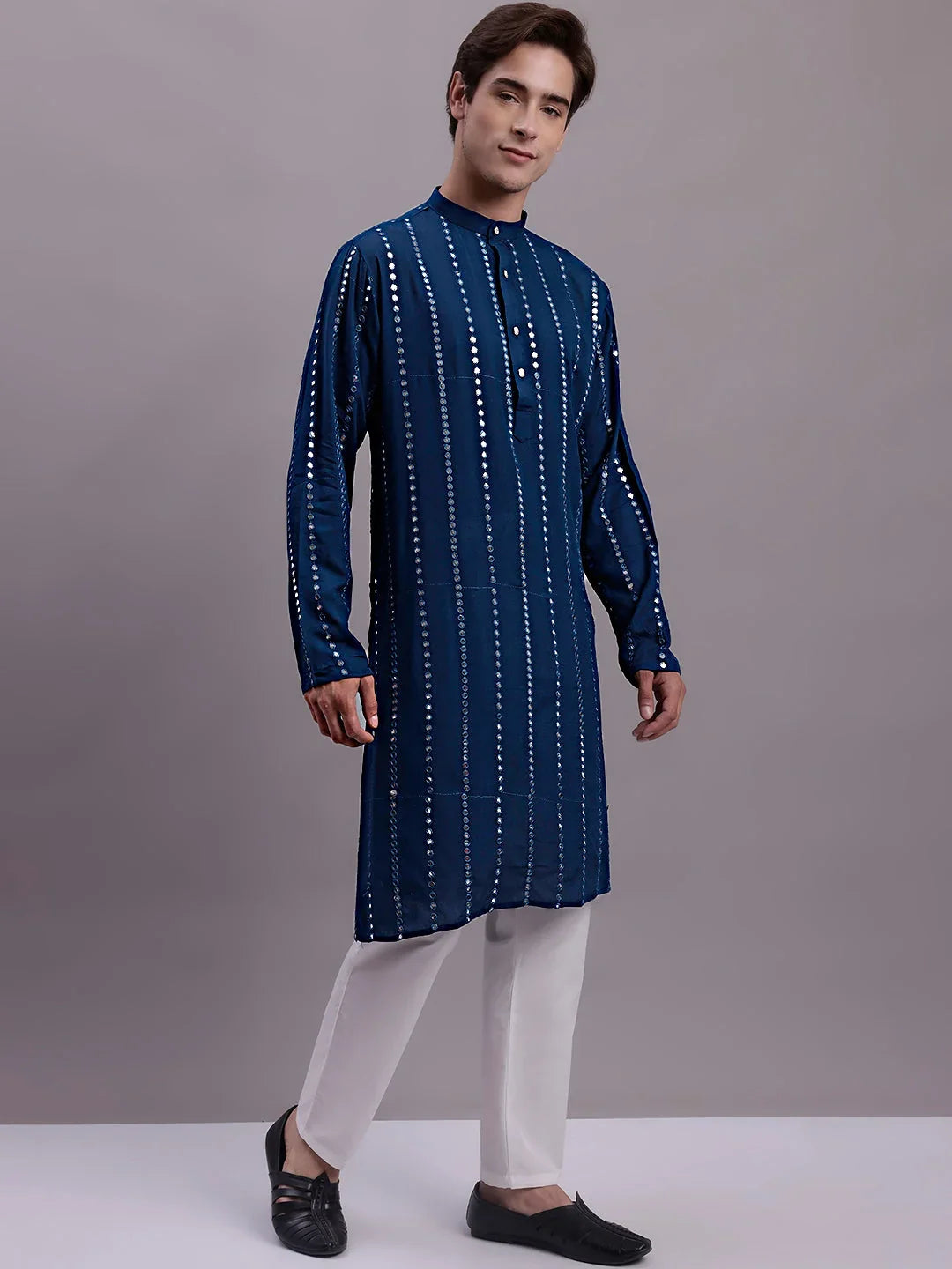 Men's Embroidered Mirror Work Kurtas