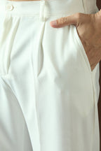 White Modal Solid Regular Korean Pant MBOT1004