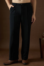 Black Modal Solid Regular Korean Pant MBOT1005