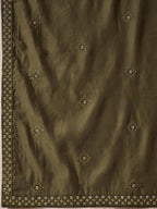 Men Green Silk Blend Solid Embroidered Straight Kurta with Dupatta-MKUD1001