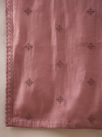 Men Pink Silk Blend Embroidered Straight Kurta Trouser with Dupatta-MKPD1003