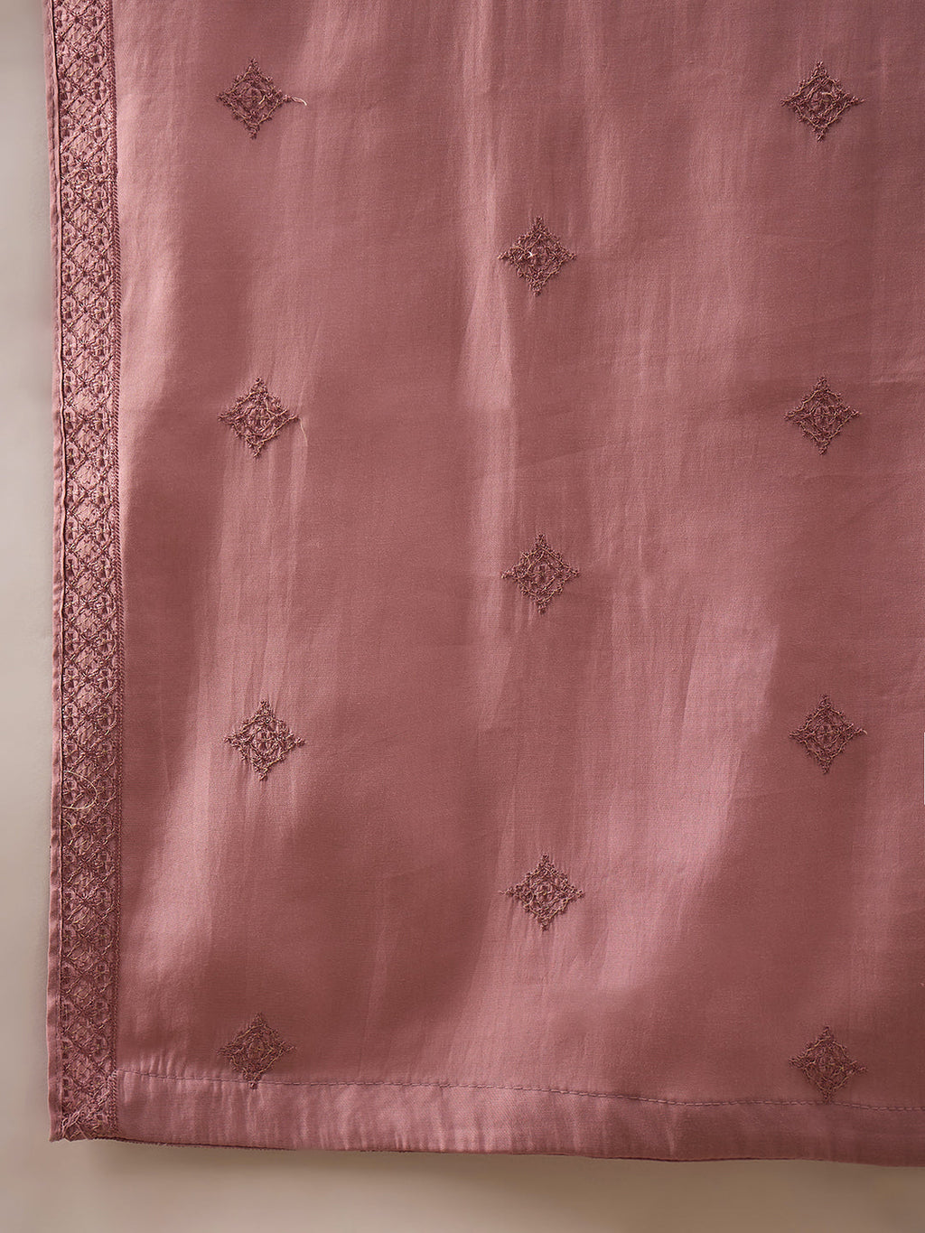 Men Pink Silk Blend Solid Embroidered Straight Kurta with Dupatta-MKUD1003