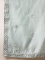 Men Blue Silk Blend Embroidered Straight Kurta Trouser with Dupatta-MKPD1007