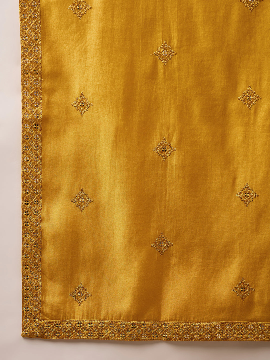 Men Yellow Silk Blend Embroidered Straight Kurta Trouser with Dupatta-MKPD1008