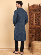 Men Blue Viscose Rayon Solid Dyed Straight Kurta with Trouser-MKSET1013BLU
