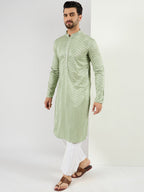 Men Green Viscose Rayon Solid Embroidered Straight Kurta with Trousers-MKSET1109