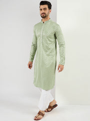 Men Green Viscose Rayon Solid Embroidered Straight Kurta with Trousers-MKSET1109