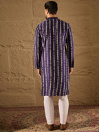 Men Purple Viscose Rayon Ethnic Motifs Printed Straight Kurta with Trousers-MKSET1280