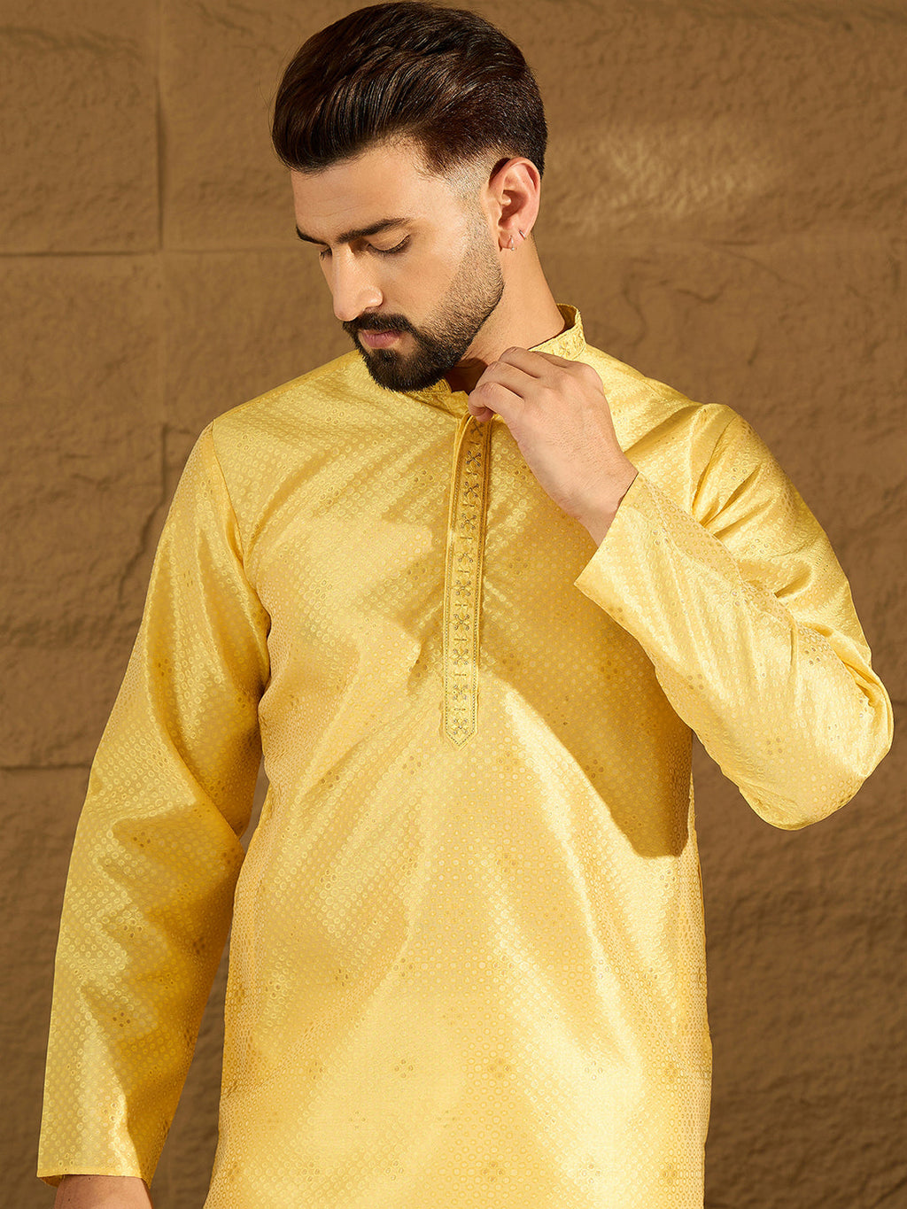 Men Green Polyester Solid Embroidered Straight Kurta with Trouser-MKSET1353