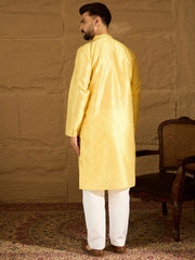 Men Green Polyester Solid Embroidered Straight Kurta with Trouser-MKSET1353