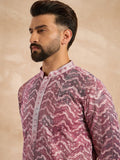 Men Maroon Silk Blend Solid Embroidered Straight Kurta Sets-MKSET1729