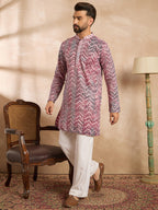 Men Maroon Silk Blend Solid Embroidered Straight Kurta Sets-MKSET1729
