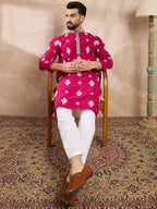 Men Maroon Silk Blend Solid Embroidered Straight Kurta With Trouser-MKSET1779