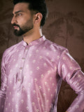 Men Lavender Silk Blend Floral Printed Straight Kurta With Trouser-MKSET1922