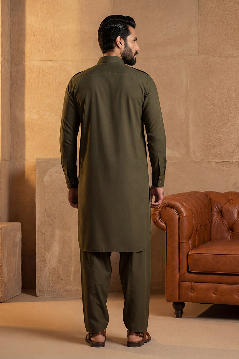 Green Viscose Rayon Solid Straight Pathani Set MKSET2201
