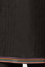 Black Silk Blend Embroidered Straight Kurta With Trousers MKSET2396