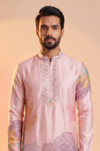 Pink Silk Blend Embroidered Straight Kurta Sets MKSET2398