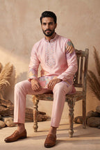 Pink Silk Blend Embroidered Straight Kurta Sets MKSET2398