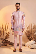 Pink Silk Blend Embroidered Straight Kurta Sets MKSET2398