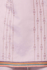 Lavender Silk Blend Embroidered Straight Kurta With Trousers MKSET2399