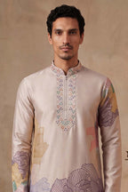 Taupe Silk Blend Embroidered Straight Kurta Sets MKSET2400