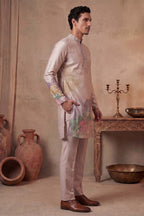 Taupe Silk Blend Embroidered Straight Kurta Sets MKSET2400