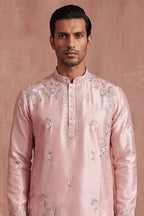 Pink Silk Blend Embroidered Straight Kurta Sets MKSET2401
