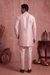 Pink Silk Blend Embroidered Straight Kurta Sets MKSET2401