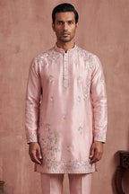 Pink Silk Blend Embroidered Straight Kurta Sets MKSET2401