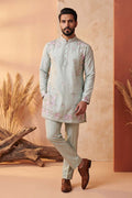 Green Silk Blend Embroidered Straight Kurta Sets MKSET2402