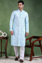Blue Viscose Rayon Solid Embroidered Straight Kurta For Men MKU1006BLU