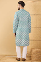 Sea Green Viscose Rayon Ethnic Motifs Embroidered Straight Chikankari Kurta MKU1032