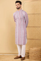 White Viscose Rayon Geometric Embroidered Straight Chikankari Kurta MKU1033
