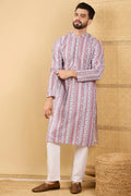 White Viscose Rayon Geometric Embroidered Straight Chikankari Kurta MKU1033