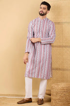 White Viscose Rayon Geometric Embroidered Straight Chikankari Kurta MKU1033