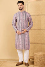 White Viscose Rayon Geometric Embroidered Straight Chikankari Kurta MKU1034
