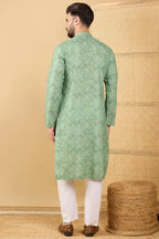 Green Viscose Rayon Bandhani Embroidered Straight Chikankari Kurta MKU1037