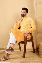 Yellow Viscose Rayon Abstract Embroidered Straight Chikankari Kurta MKU1039