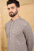 Grey Viscose Rayon Solid Embroidered Straight Chikankari Kurta MKU1049