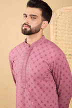 Mauve Viscose Rayon Solid Embroidered Straight Chikankari Kurta MKU1051