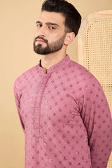 Mauve Viscose Rayon Solid Embroidered Straight Chikankari Kurta MKU1051