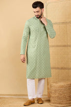 Green Viscose Rayon Solid Embroidered Straight Chikankari Kurta MKU1053