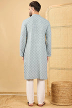 Grey Viscose Rayon Solid Embroidered Straight Chikankari Kurta MKU1054