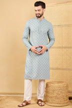 Grey Viscose Rayon Solid Embroidered Straight Chikankari Kurta MKU1054