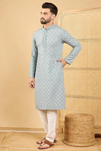 Grey Viscose Rayon Solid Embroidered Straight Chikankari Kurta MKU1054