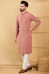 Rust Red Viscose Rayon Solid Embroidered Straight Chikankari Kurta MKU1055