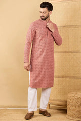 Rust Red Viscose Rayon Solid Embroidered Straight Chikankari Kurta MKU1055