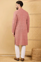 Rust Red Viscose Rayon Solid Embroidered Straight Chikankari Kurta MKU1055