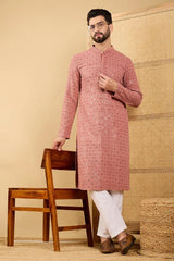 Rust Red Viscose Rayon Solid Embroidered Straight Chikankari Kurta MKU1055
